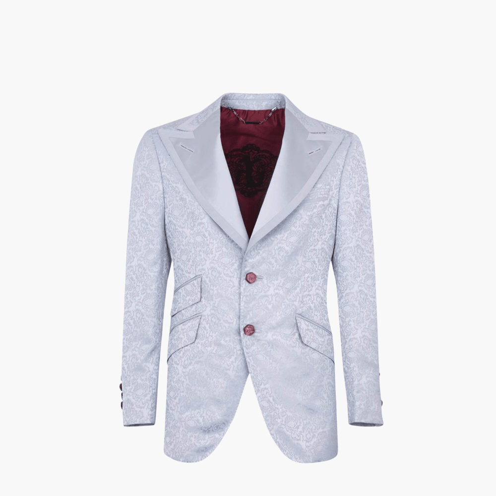 Silver Paisley Blazer - Angelo Galasso - Luxury Italian Menswear London