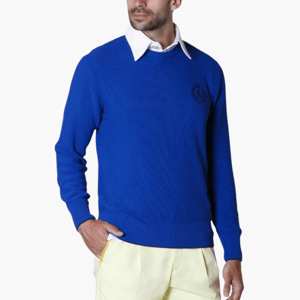 Blue Cotton Summer Jumper - Angelo Galasso - Luxury Italian Menswear London