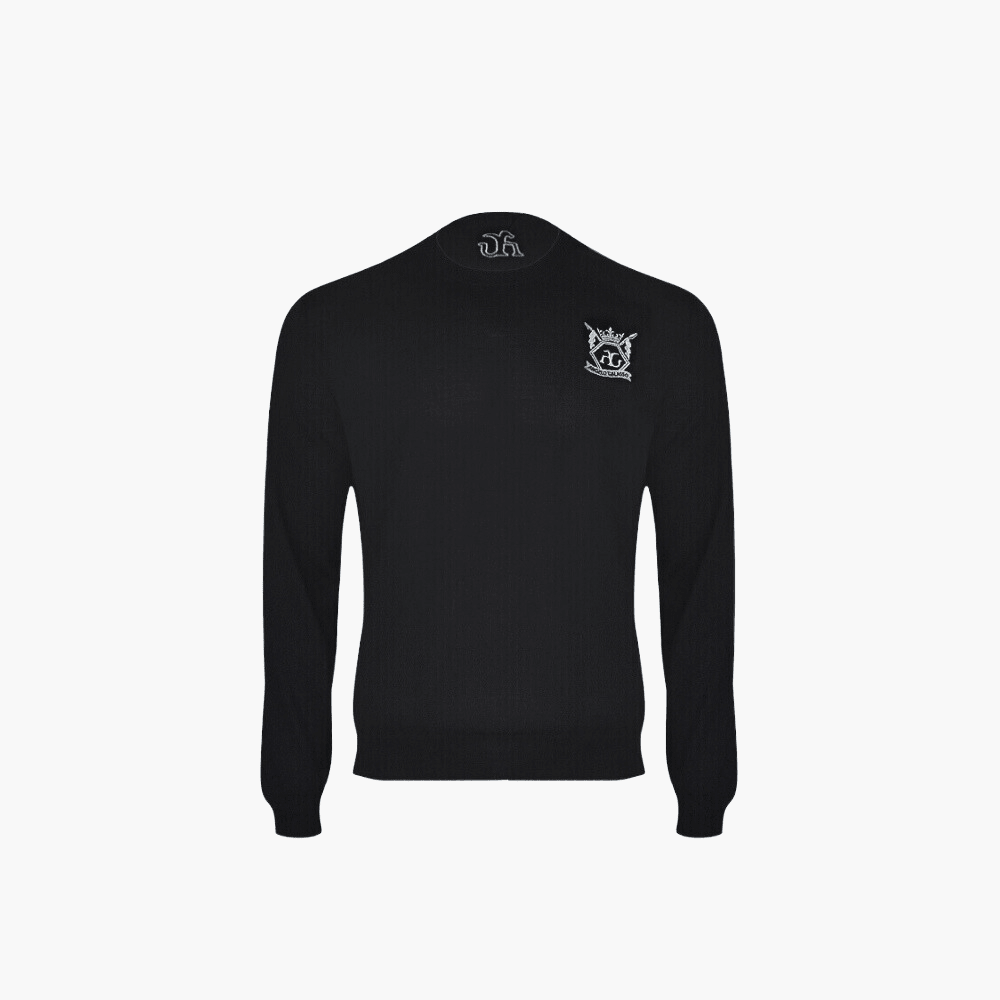 Black Crew-neck Cashmere Blend Jumper - Angelo Galasso - Luxury Italian Menswear London