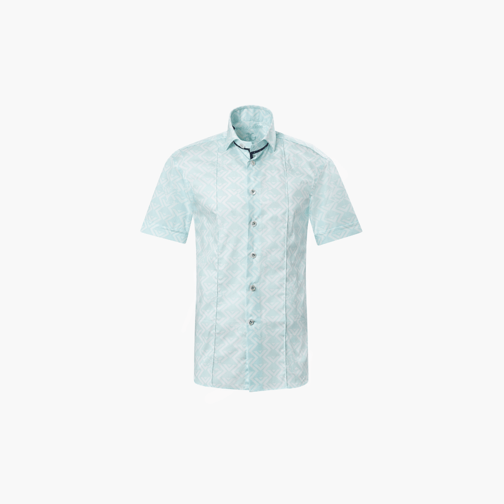 Green Mason AG Pattern Short Sleeves Shirt - Angelo Galasso - Luxury Italian Menswear London