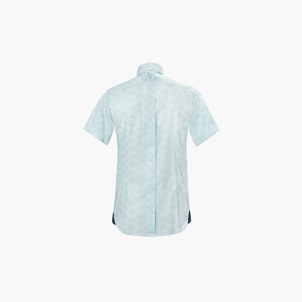 Green Mason AG Pattern Short Sleeves Shirt - Angelo Galasso - Luxury Italian Menswear London
