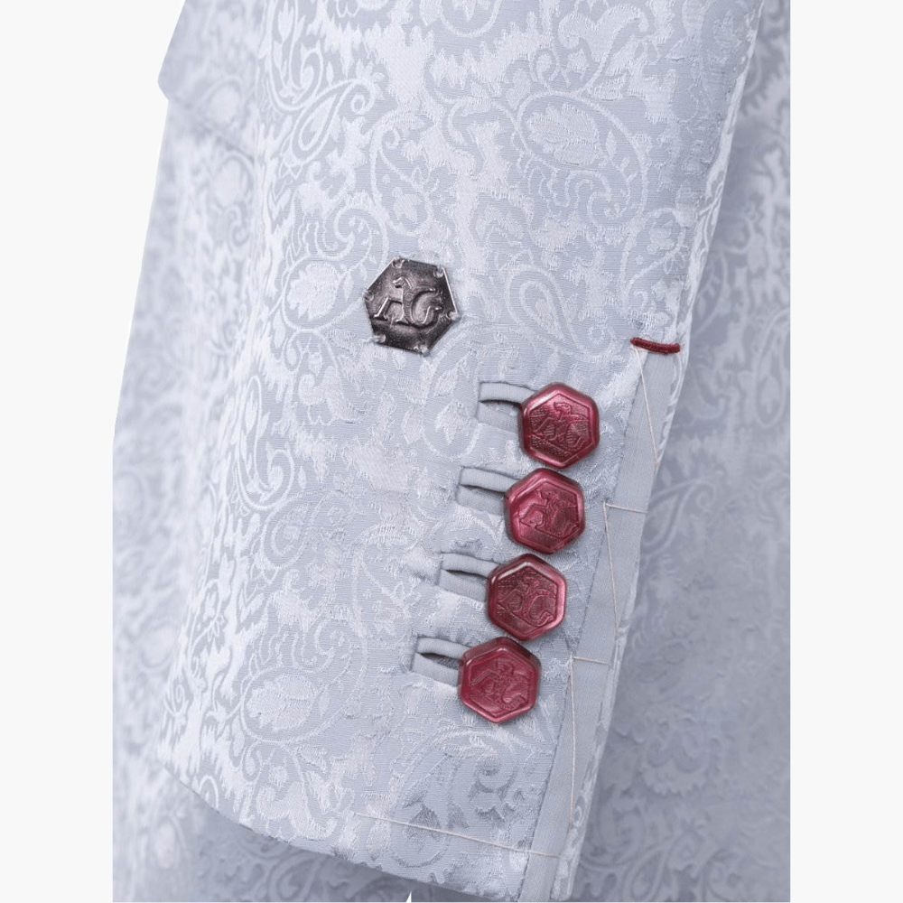 Silver Paisley Blazer - Angelo Galasso - Luxury Italian Menswear London
