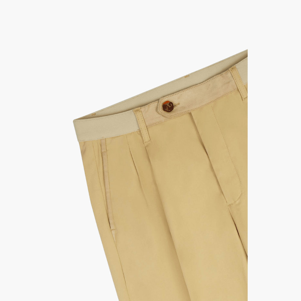 Beige Double Pleat Chinos - Angelo Galasso - Luxury Italian Menswear London