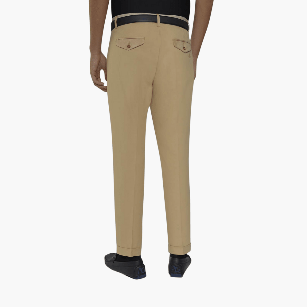 Beige Double Pleat Chinos - Angelo Galasso - Luxury Italian Menswear London
