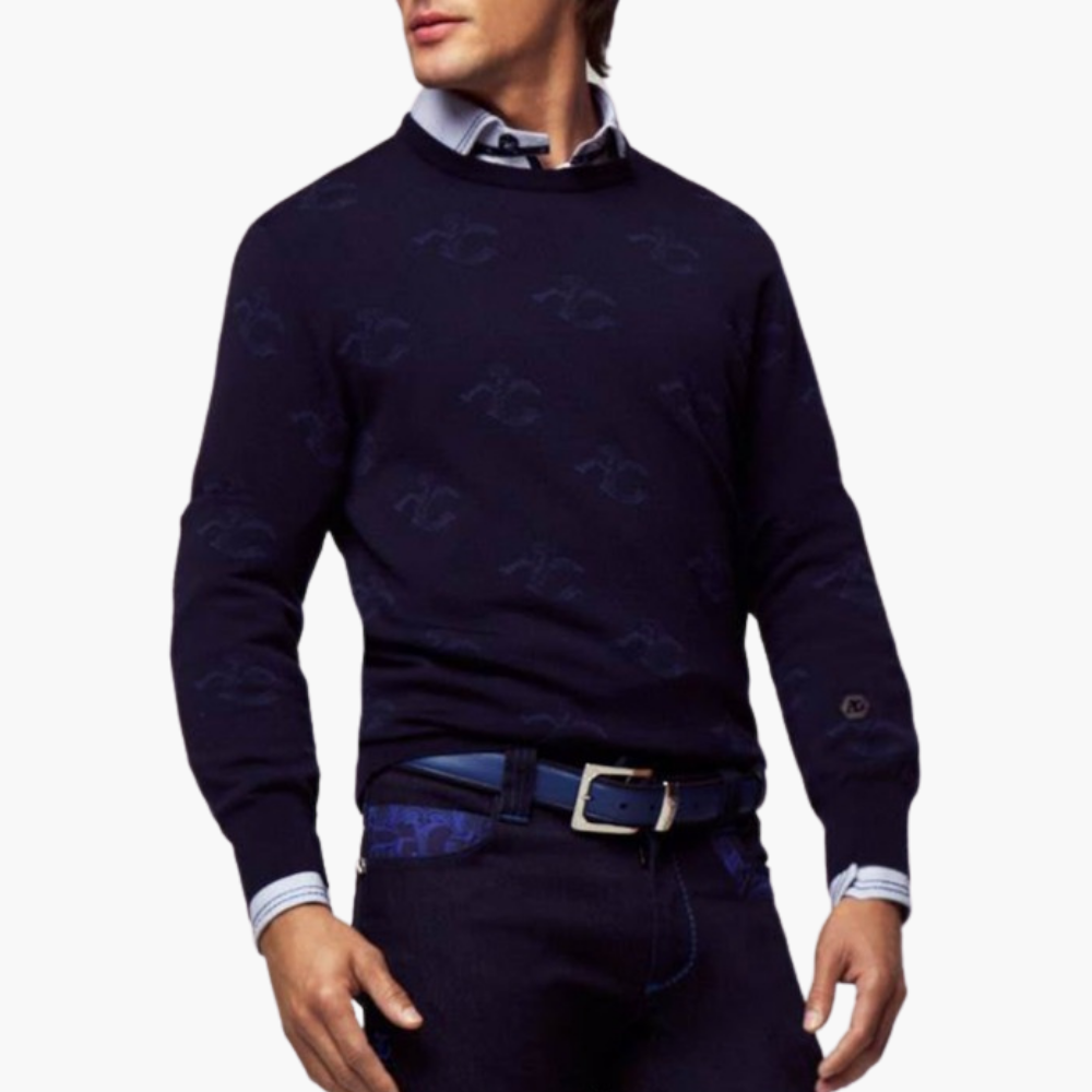 Blue Wool & Cashmere Monogram C-Neck - A11MR0708F