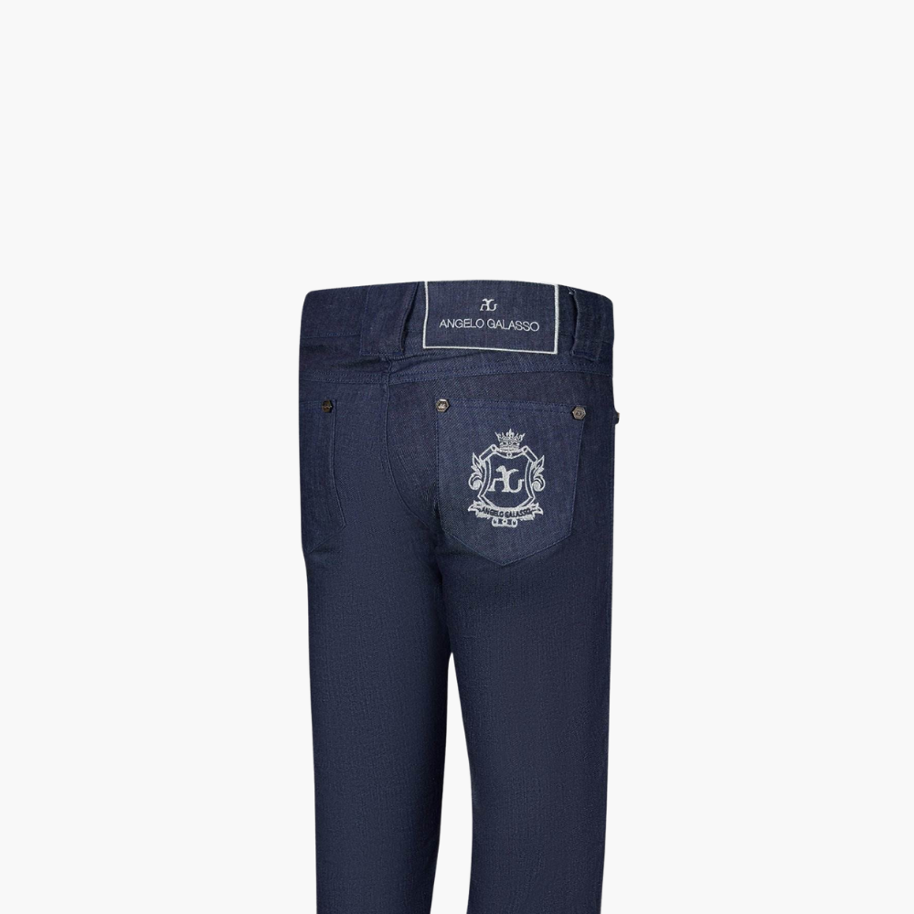 Blue & Silver Cotton Jeans with Shield - Z21MR0401F