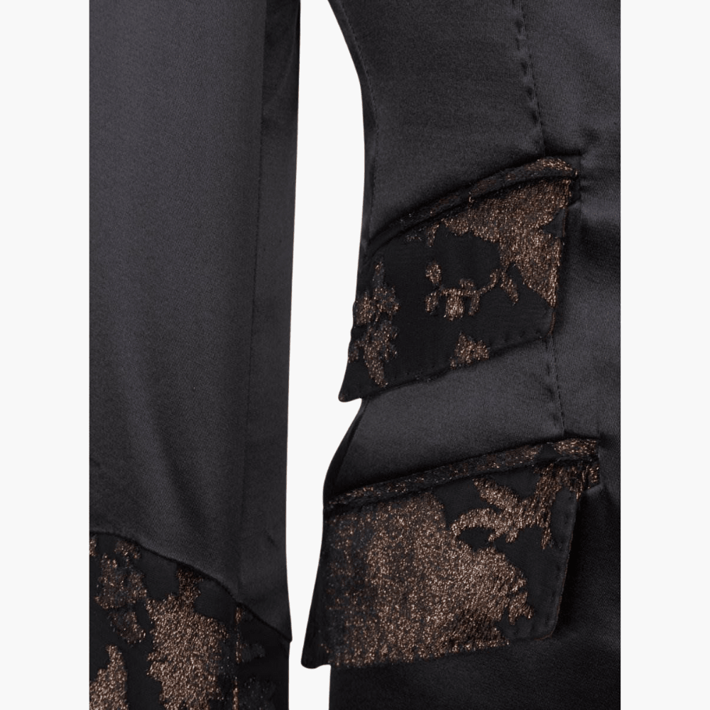 Black Silk Blazer with Bronze Velvet - Angelo Galasso - Luxury Italian Menswear London