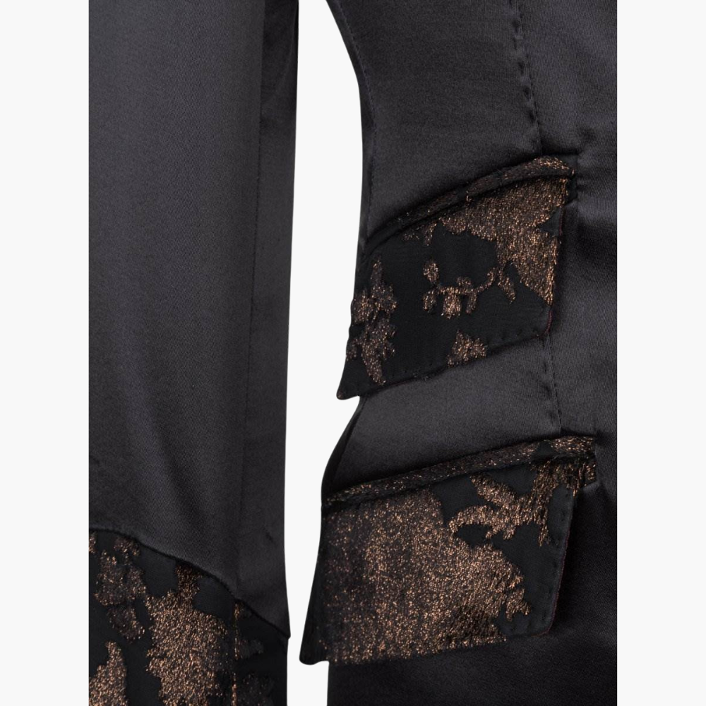 Black Silk Blazer with Bronze Velvet - 18W2RIV033