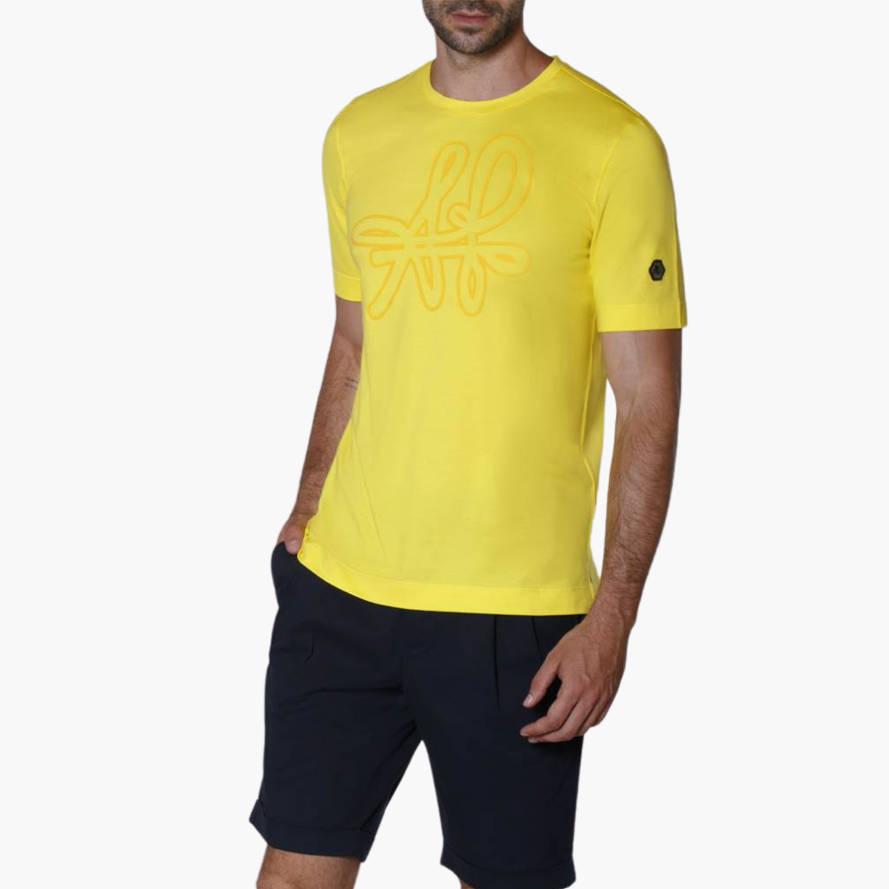 Yellow Signature Logo C Neck T-Shirt -
