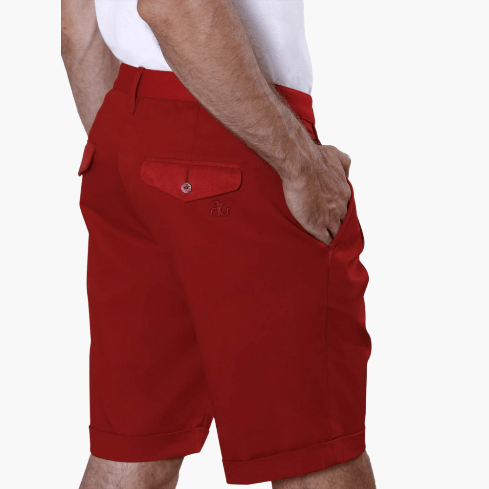 Red Cotton Summer Bermuda - Angelo Galasso - Luxury Italian Menswear London