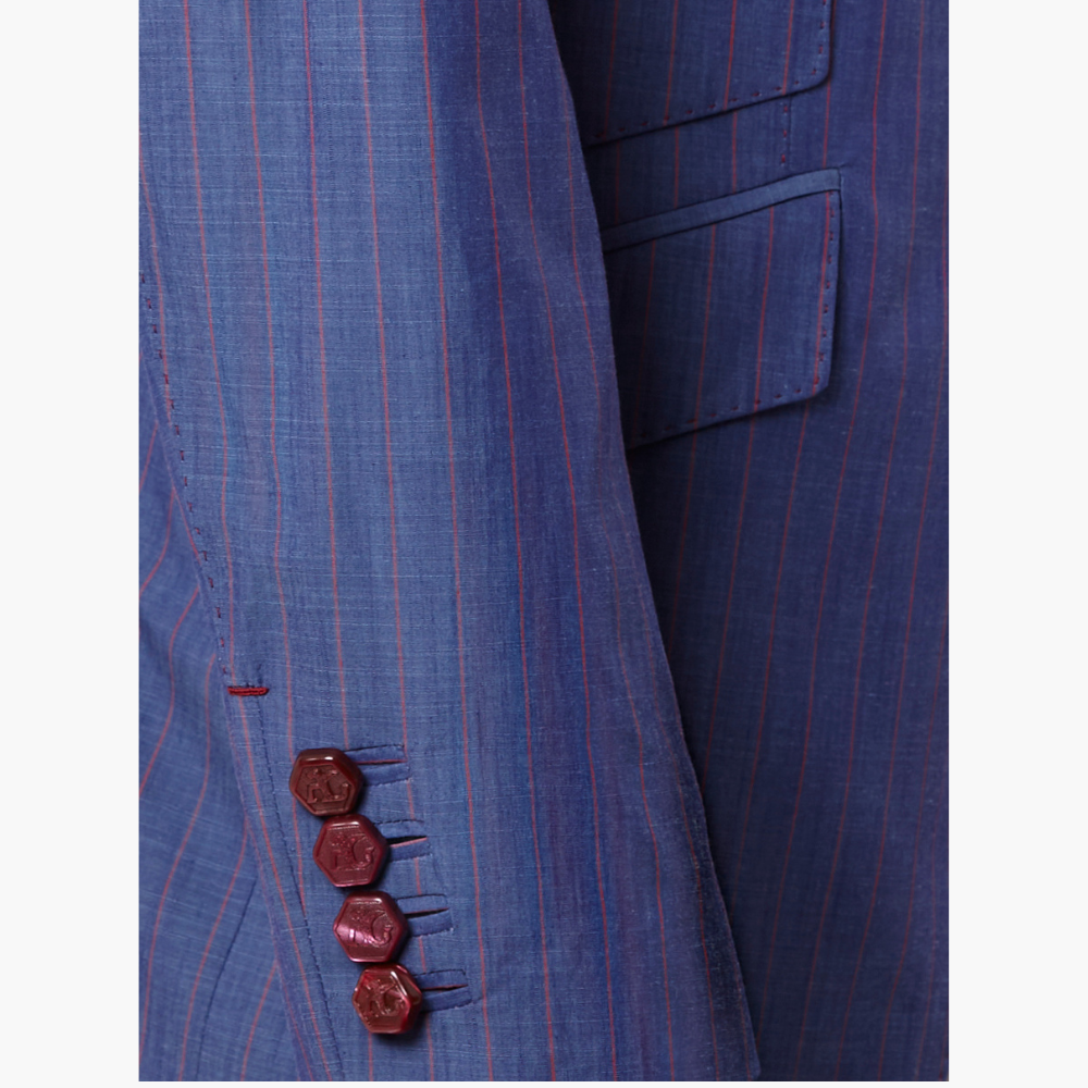 Blue & Red Pinstripe Blazer - B11MR37006