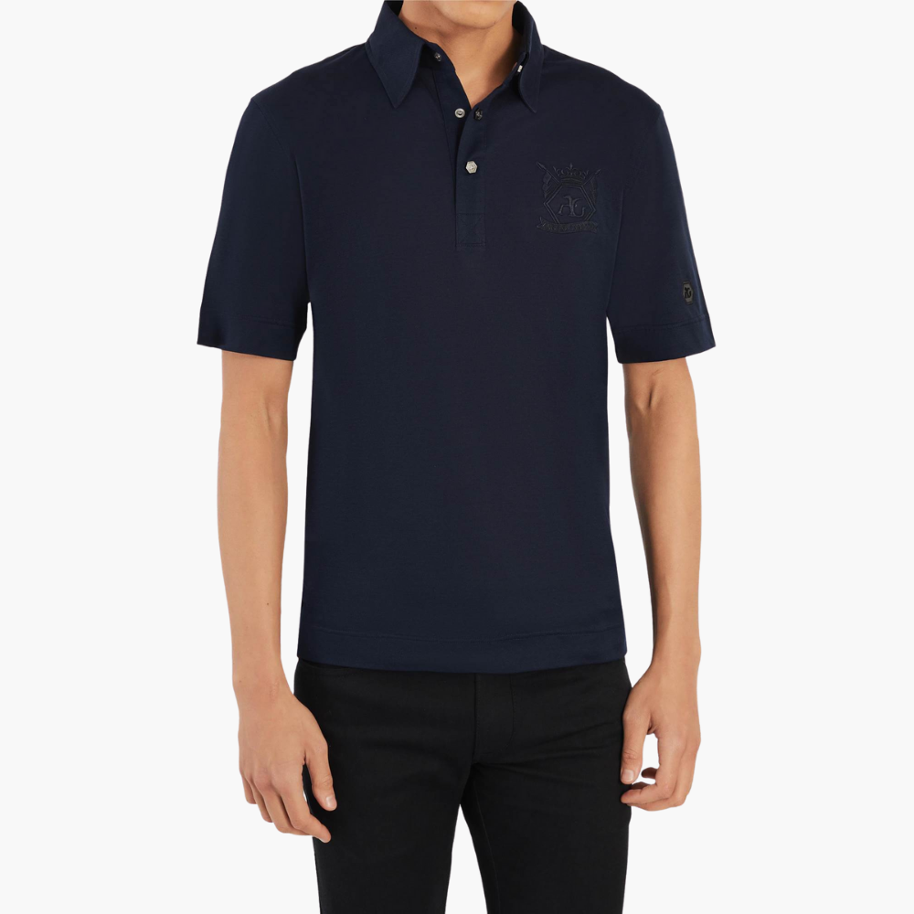 Blue Lisle Thread Polo with Hexagon Crest - Z21MR3504C