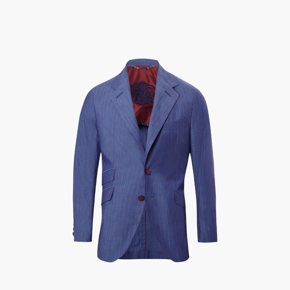 Blue & Red Pinstripe Blazer - B11MR37006