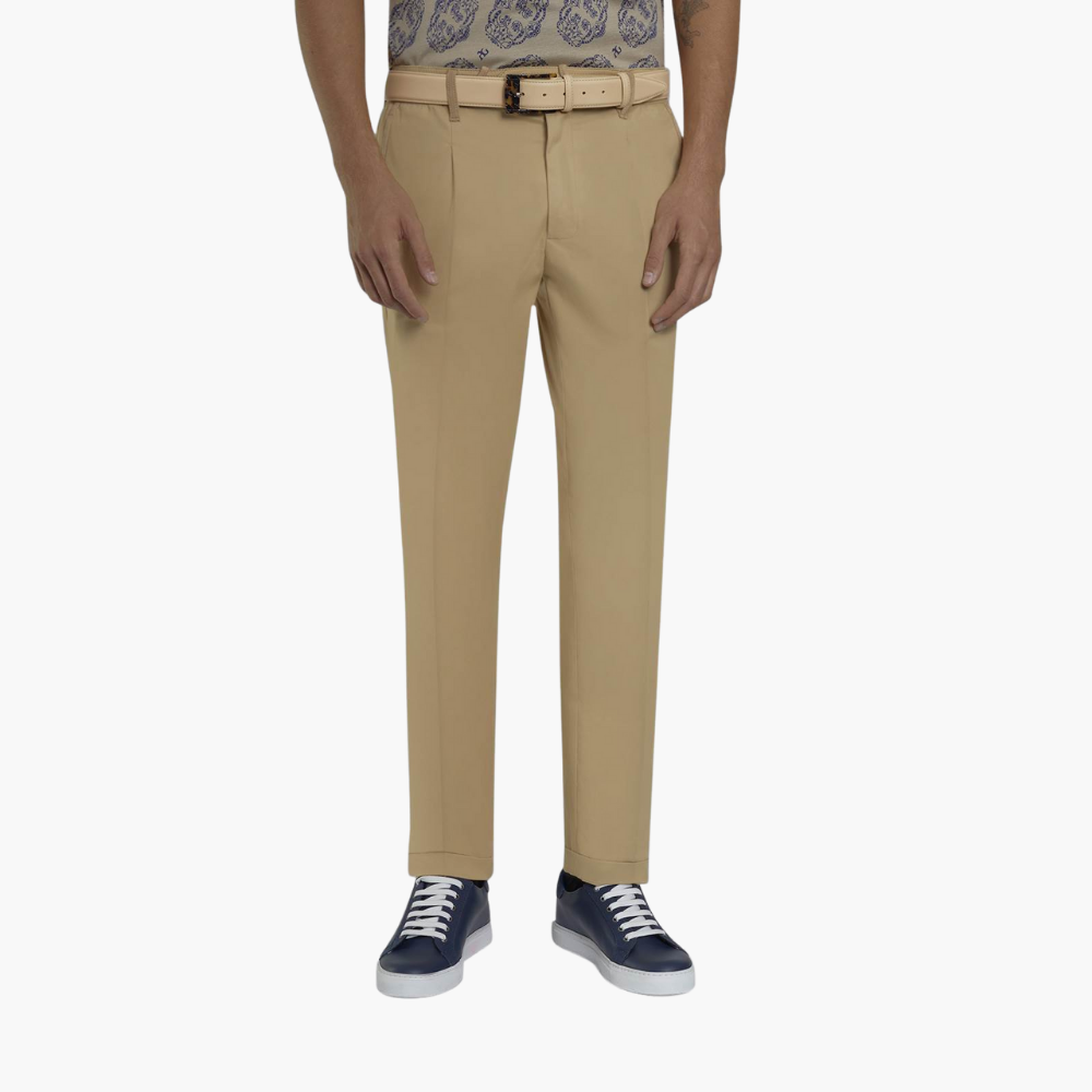 Beige Drawstring Chinos - A11MR2501F