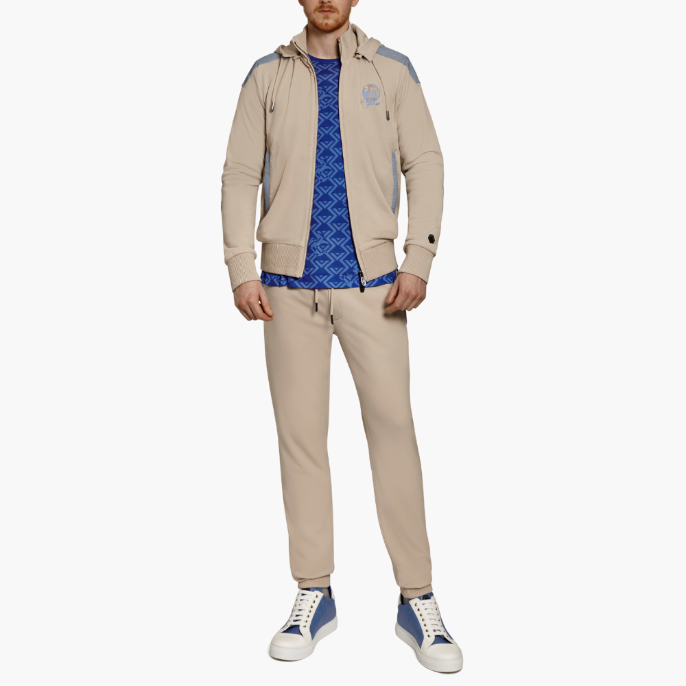 Beige Tracksuit with Light Blue Python