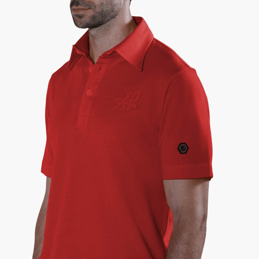 Red Signature Logo Polo - Angelo Galasso - Luxury Italian Menswear London