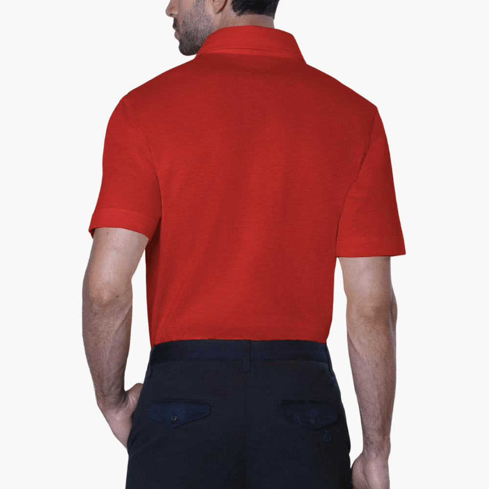 Red Signature Logo Polo - Angelo Galasso - Luxury Italian Menswear London