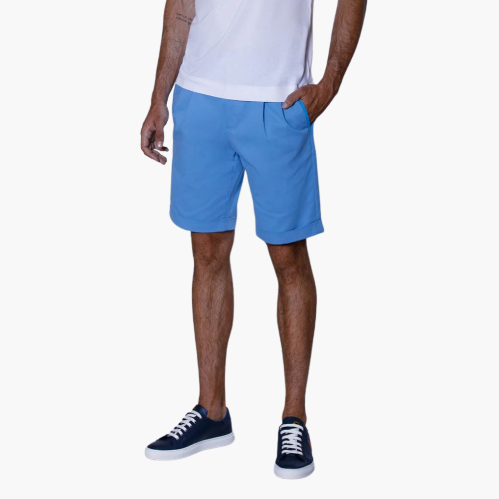 Light Blue Cotton Summer Bermuda - A11MR2601F