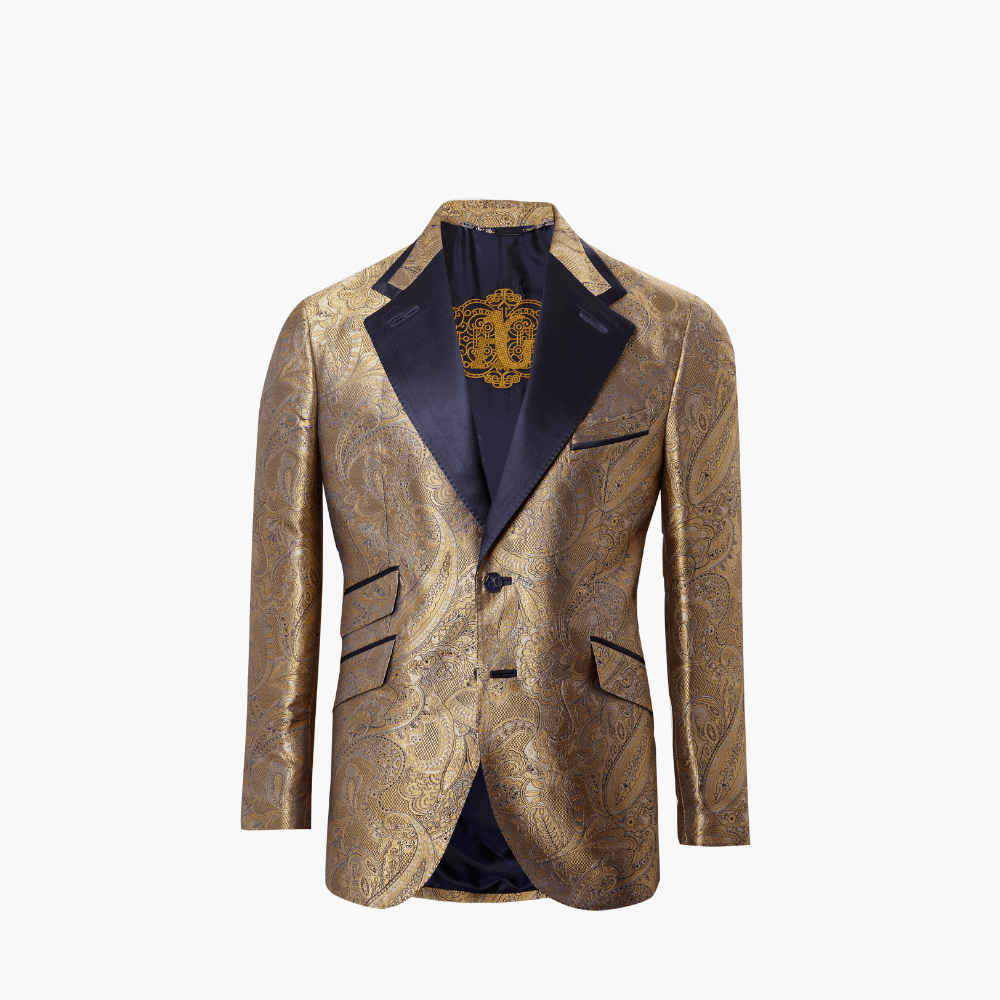Gold Paisley Blazer - Angelo Galasso - Luxury Italian Menswear London