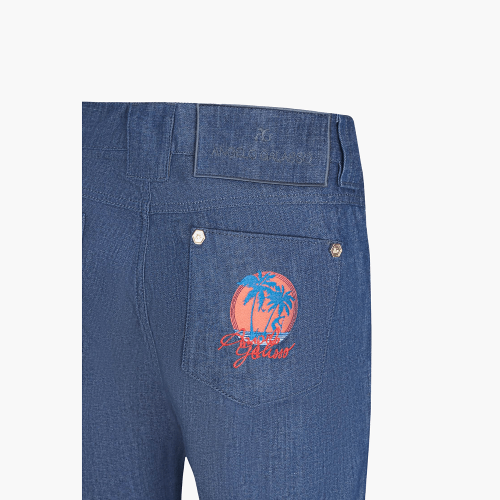Jeans Palms Embroidery - Angelo Galasso - Luxury Italian Menswear London