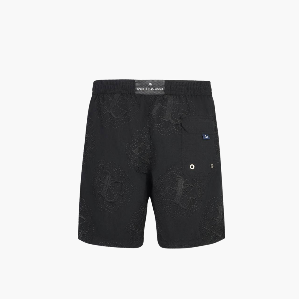 Black Swimming Shorts with Flower - AG18SQSWI2