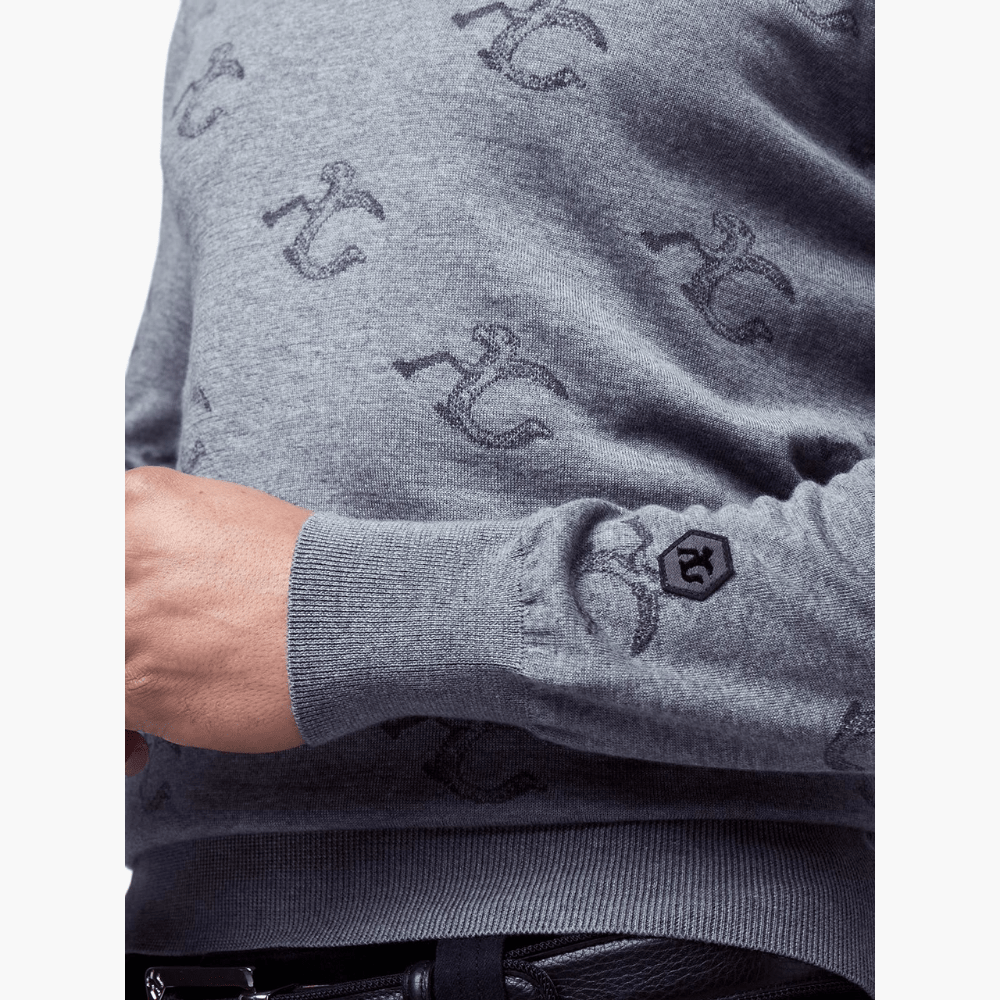 Grey Wool & Cashmere Monogram V-Neck - Angelo Galasso - Luxury Italian Menswear London