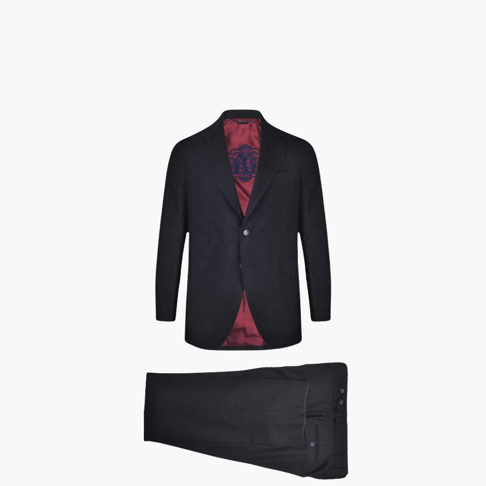 Blue Wool Suit & Waistcoat - Angelo Galasso - Luxury Italian Menswear London
