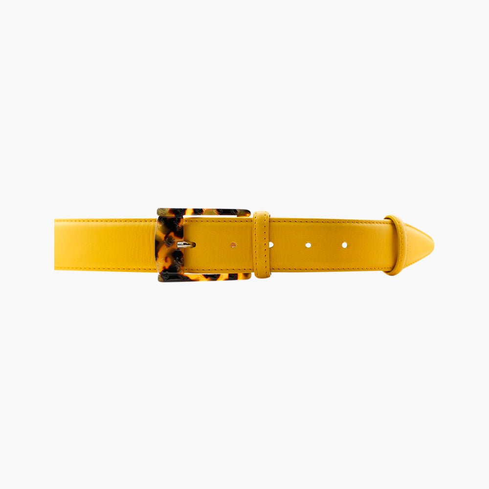 Yellow Calfskin Belt - Angelo Galasso - Luxury Italian Menswear London