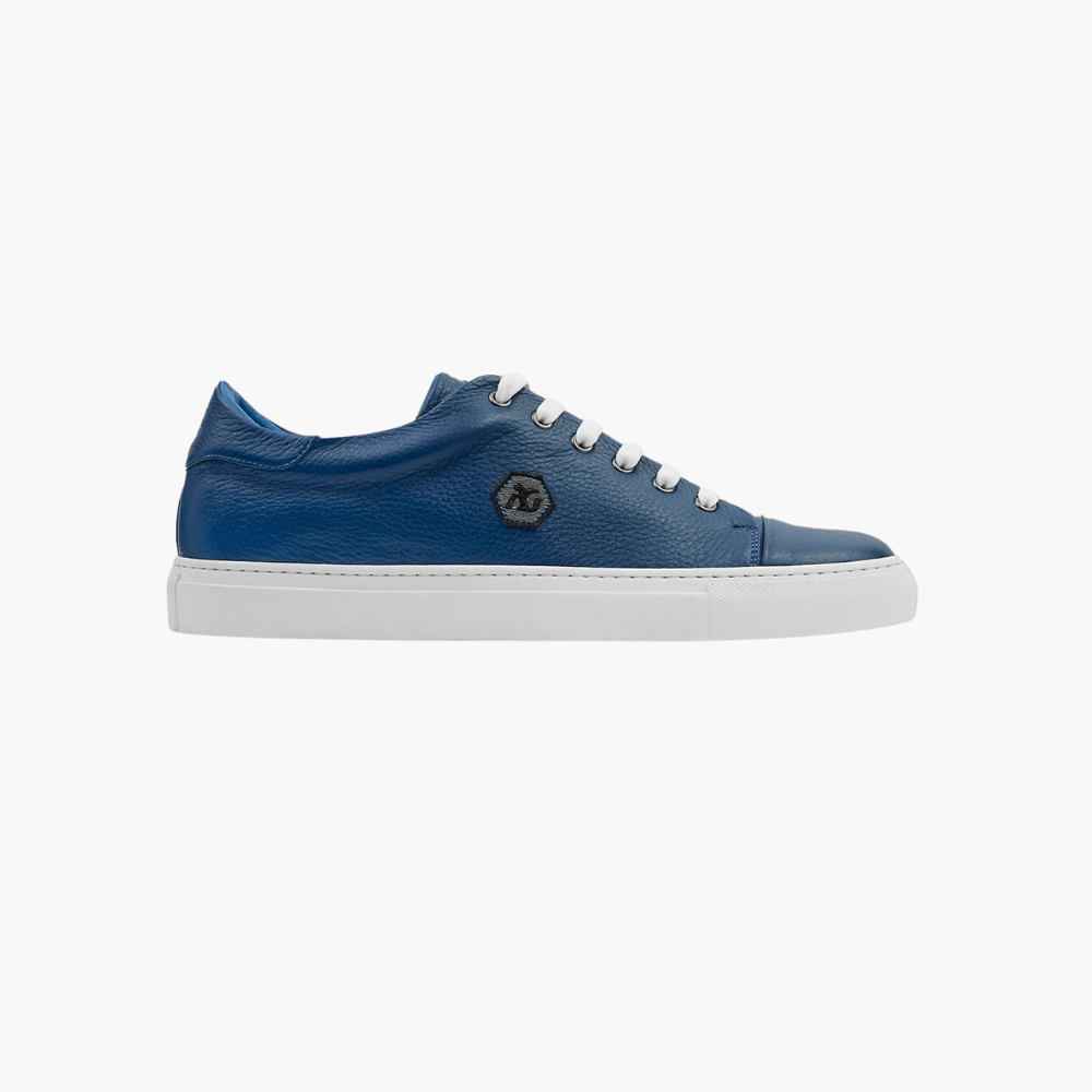 Blue Deer Leather Trainers - Angelo Galasso - Luxury Italian Menswear London