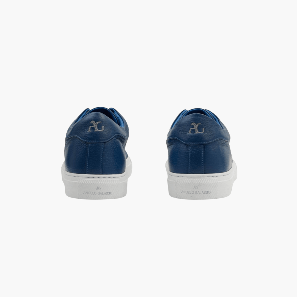 Blue Deer Leather Trainers - Angelo Galasso - Luxury Italian Menswear London