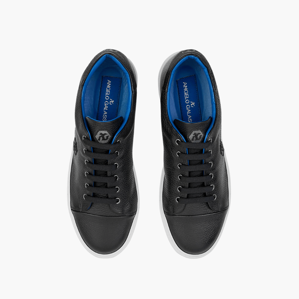 Black Deer Leather Trainers - Angelo Galasso - Luxury Italian Menswear London