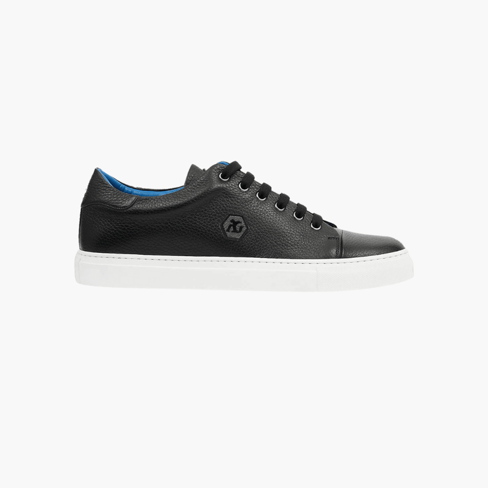 Black Deer Leather Trainers - Angelo Galasso - Luxury Italian Menswear London