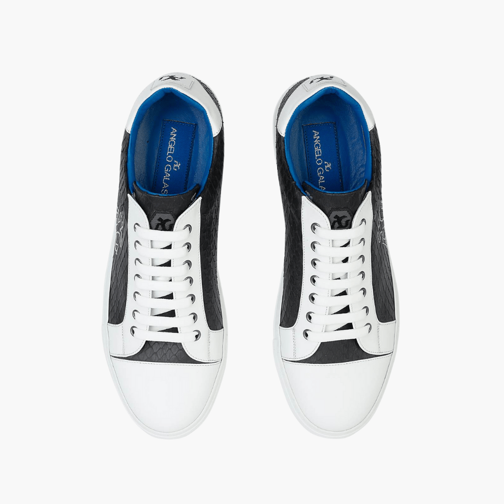 Black Exotic Skin Trainers - Angelo Galasso - Luxury Italian Menswear London