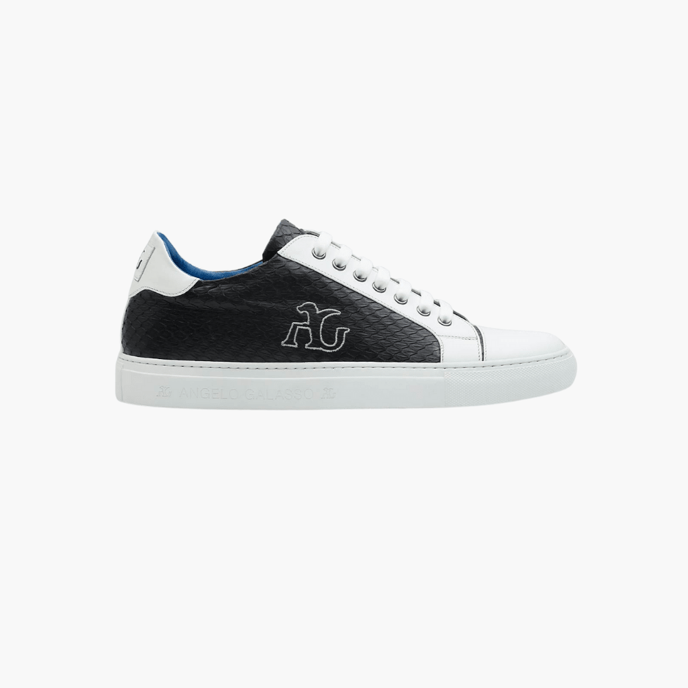 Black Exotic Skin Trainers - Angelo Galasso - Luxury Italian Menswear London