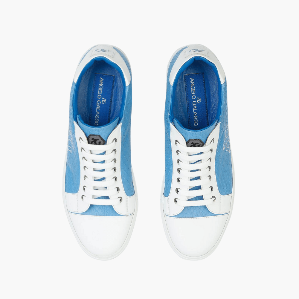 Blue Exotic Skin Trainers - Angelo Galasso - Luxury Italian Menswear London