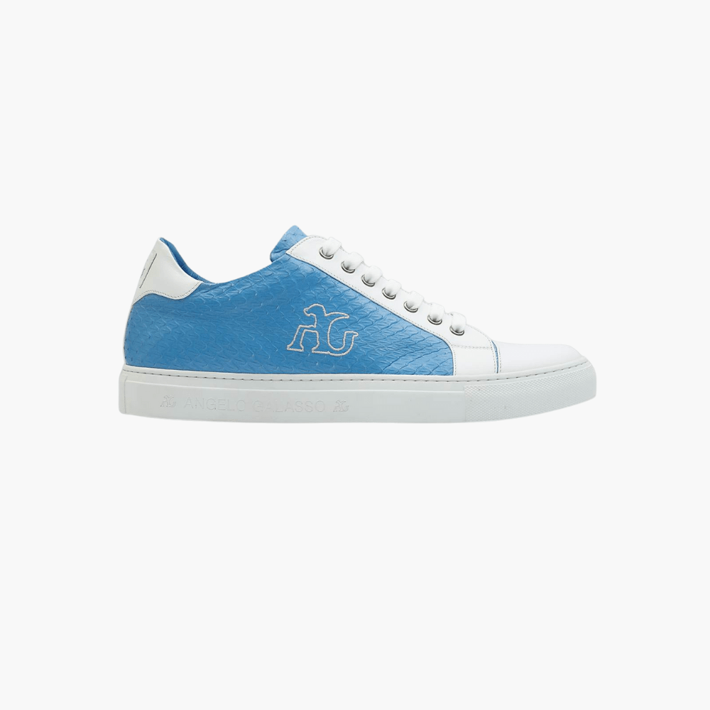 Blue Exotic Skin Trainers - Angelo Galasso - Luxury Italian Menswear London