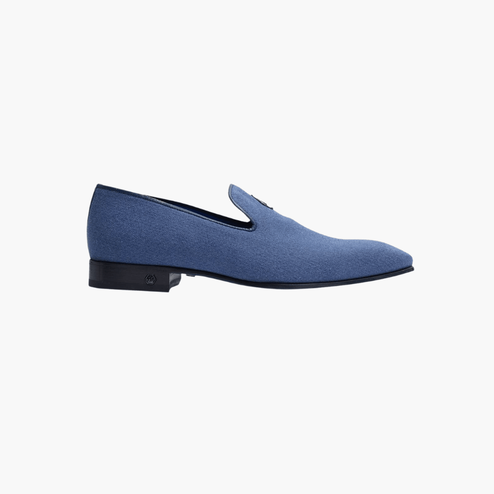 Light Blue Summer Canvas Slip On - Angelo Galasso - Luxury Italian Menswear London
