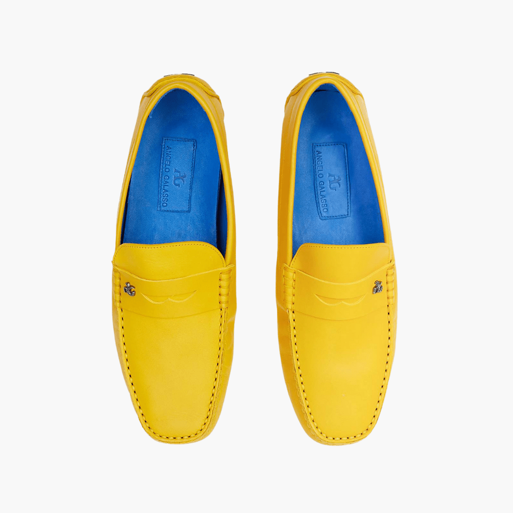 Yellow Calfskin Driver Shoes - Angelo Galasso - Luxury Italian Menswear London