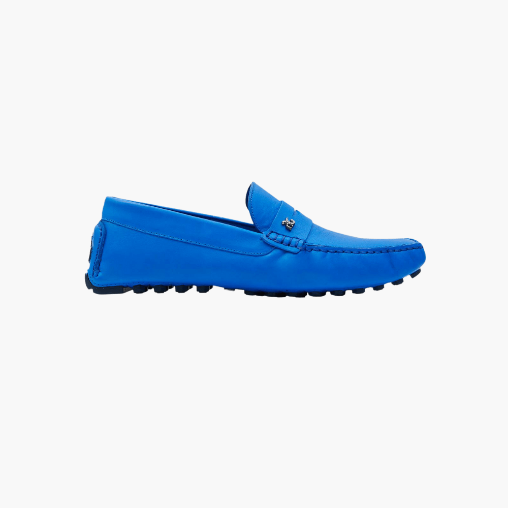 Royal Blue Calfskin Driver Shoes - Angelo Galasso - Luxury Italian Menswear London