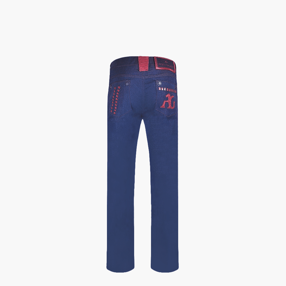 Blue & Burgundy Crocodile AG Dragon Jeans - Angelo Galasso - Luxury Italian Menswear London