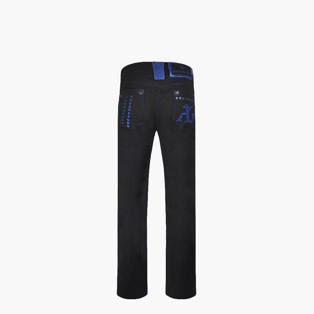 Black & Blue Crocodile AG Dragon Jeans - Angelo Galasso - Luxury Italian Menswear London