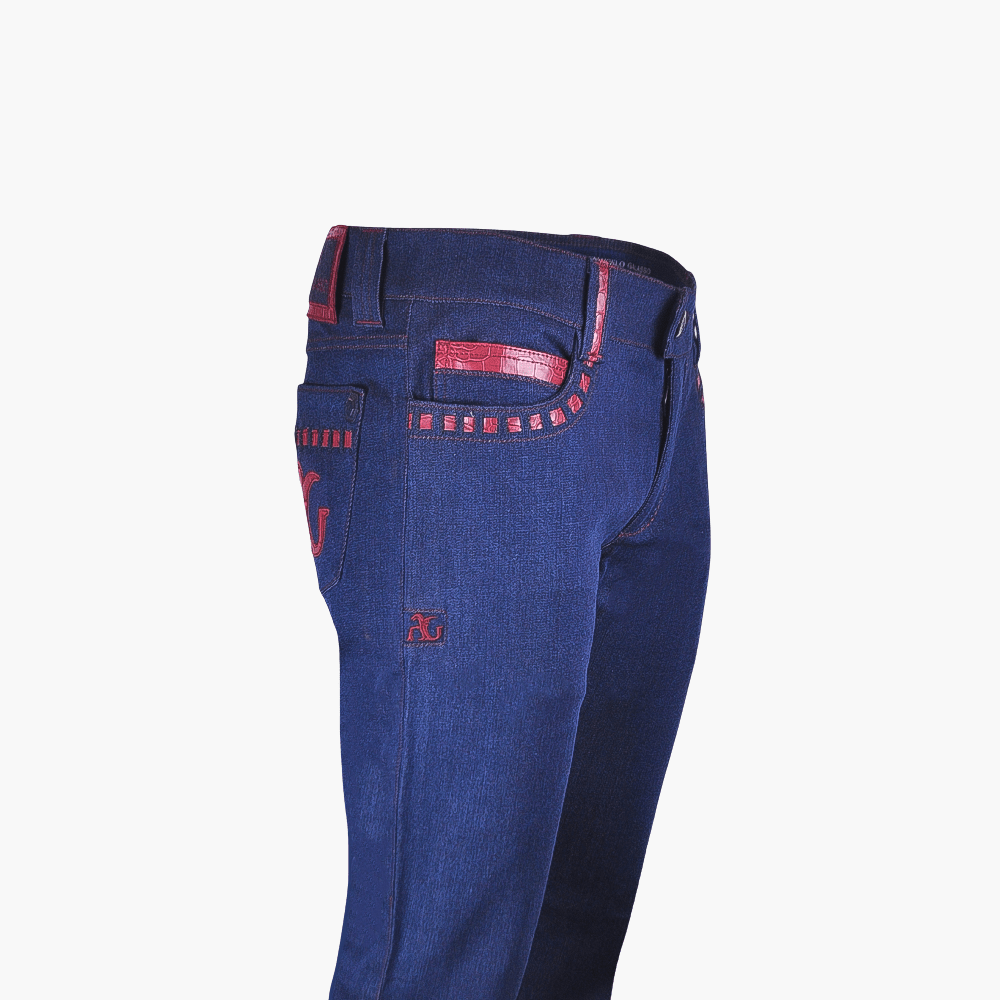 Blue & Burgundy Crocodile AG Dragon Jeans - Angelo Galasso - Luxury Italian Menswear London