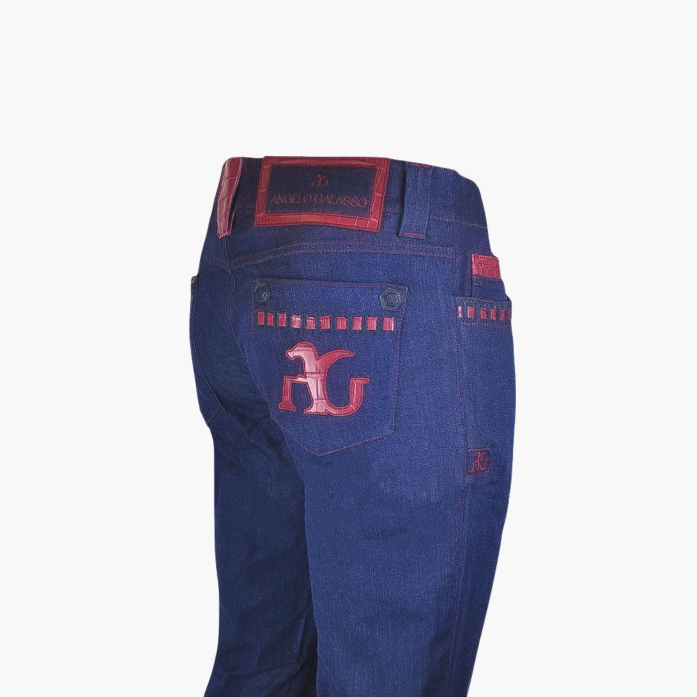Blue & Burgundy Crocodile AG Dragon Jeans