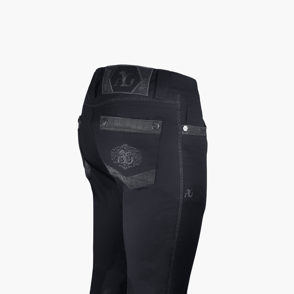Black Crocodile Filigrana Jeans - Angelo Galasso - Luxury Italian Menswear London