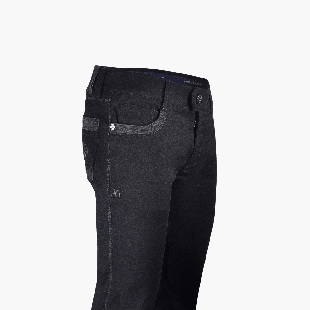 Black Crocodile Filigrana Jeans - Angelo Galasso - Luxury Italian Menswear London