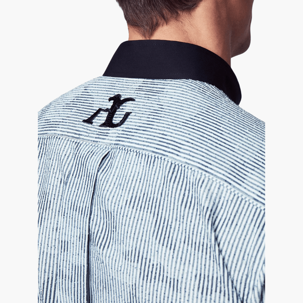 Angelo Galasso Black & White Mao Shirt - Angelo Galasso - Luxury Italian Menswear London