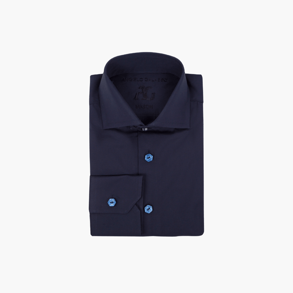 Blue Classic Mason Shirt - Angelo Galasso - Luxury Italian Menswear London