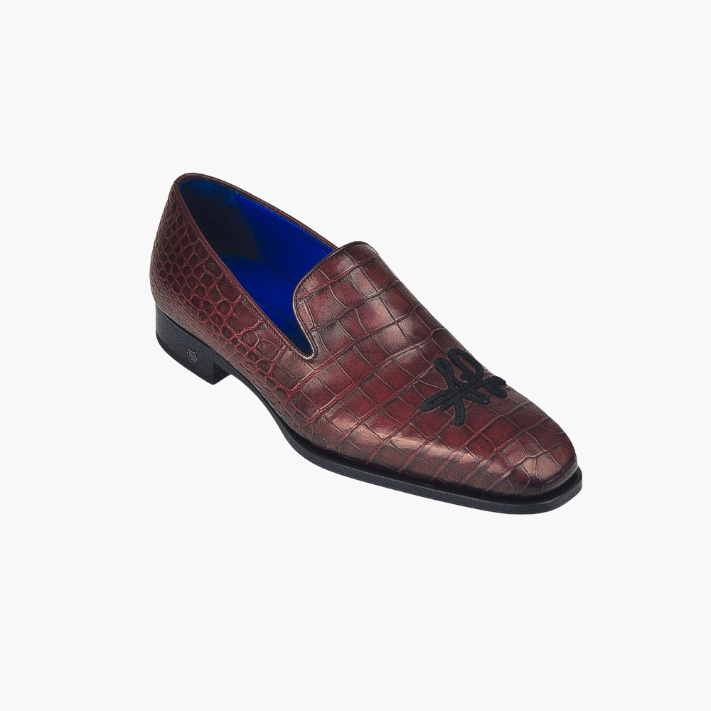 Brown Crocodile Slip On - Angelo Galasso - Luxury Italian Menswear London