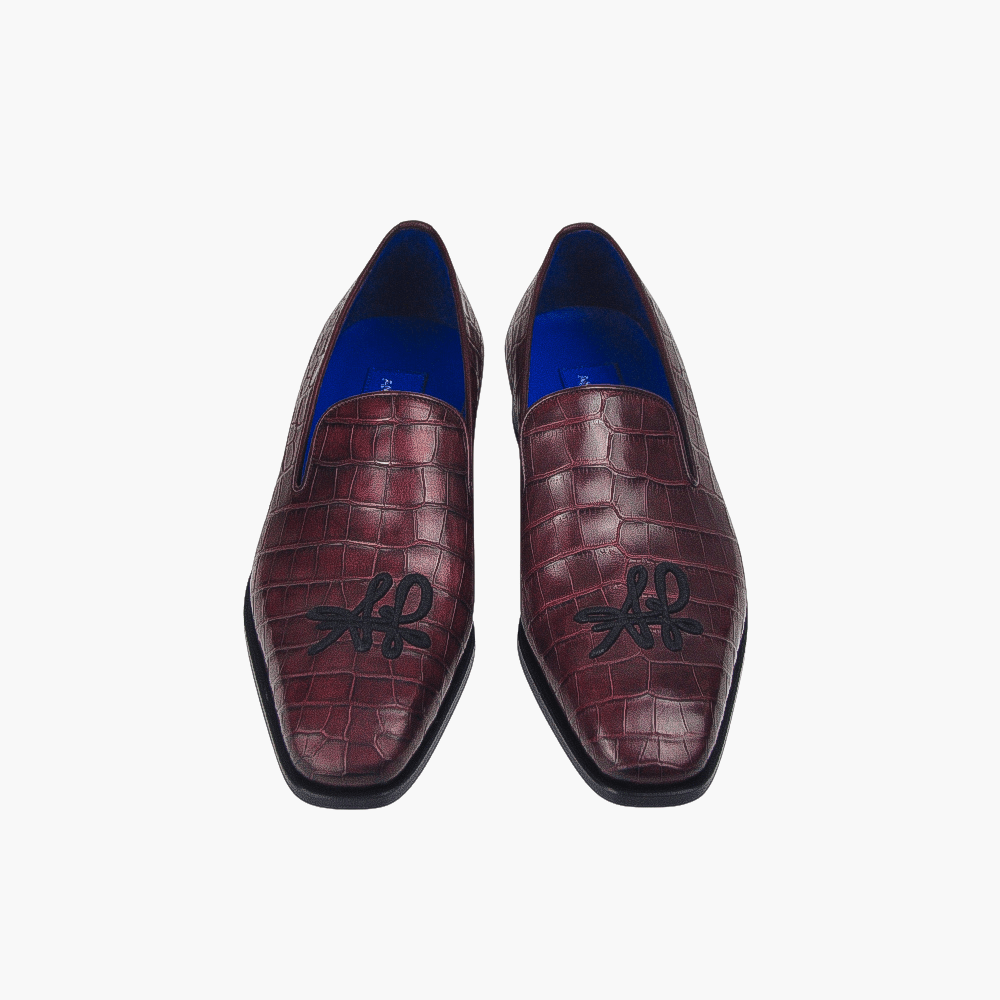 Brown Crocodile Slip On - Angelo Galasso - Luxury Italian Menswear London