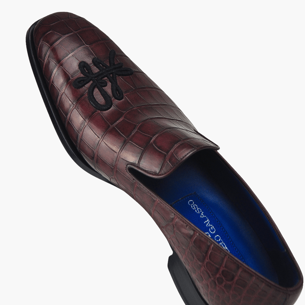 Brown Crocodile Slip On - Angelo Galasso - Luxury Italian Menswear London